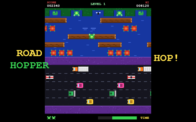 Road Hopper retro road and river crossing gameplay